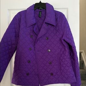 Ralph Lauren Purple Pea Coat Quilted Tailored